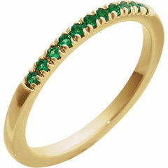 14K Yellow Gold Vermeil Lab-Grown Emerald Stackable Ring