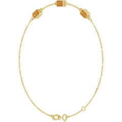 14K Yellow Gold Natural Citrine Bezel-Set 3-Stone 7 1/2" Bracelet