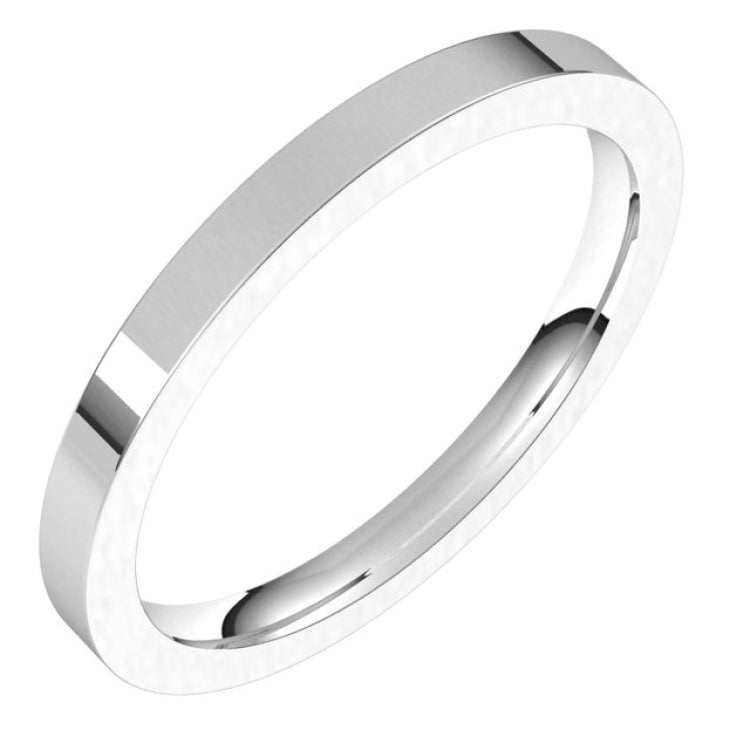 Sterling Silver 2 mm Comfort-Fit Flat Band Size 10