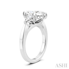 1/2 Ctw Marquise Shape Trillion and Round Cut Diamond Semi-Mount Engagement Ring in 14K White Gold