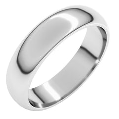 Platinum 5 mm Half Round Band Size 11.5