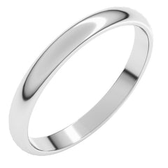 10K White Gold 2.5 mm Lightweight Half Round Band Size 7