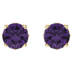 14K Yellow Gold Natural Amethyst Scroll Setting® Stud Earrings