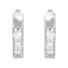 14K White Gold .03 CTW Lab-Grown Diamond Hinged 8 mm Hoop Earrings