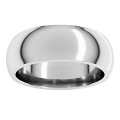 14K White Gold 7 mm Comfort-Fit Half Round Band Size 6.5