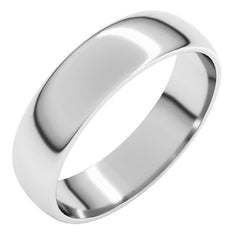 Platinum 5 mm Lightweight Half Round Band Size 8.5