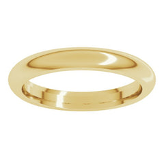 18K Yellow Gold 3 mm Comfort-Fit Half Round Band Size 8