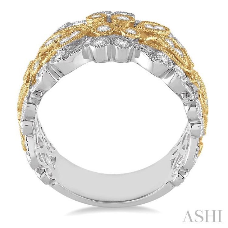 1/2 Ctw Round Cut Diamond Fashion Band in 14K White and Yellow Gold