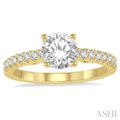 1/4 Ctw Round Shape Semi-Mount Diamond Engagement Ring in 14K Yellow Gold