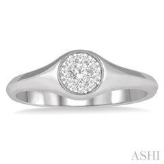 1/6 Ctw Round Shape Lovebright Diamond Ring in 14K White Gold
