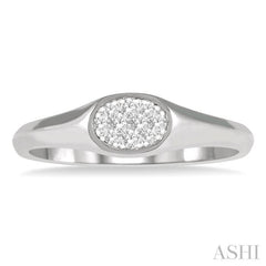 1/8 Ctw Oval Shape Lovebright Diamond Ring in 14K White Gold
