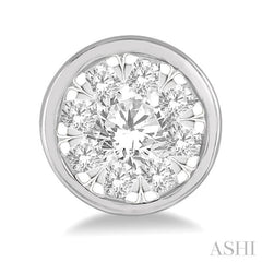 1/2 Ctw Medallion Lovebright Round Cut Diamond Bezel Stud Earring in 14K White Gold