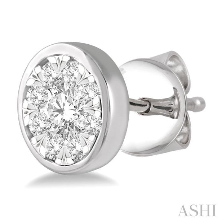 1/2 Ctw Lovebright Round Cut Diamond Bezel Stud Earrings in 14K White Gold