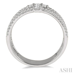 3/8 Ctw Rope and Round Diamond Multi Row Layered Fashion Ring in 14K White Gold