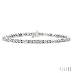 2 Ctw Square Shape Round Cut Diamond Tennis Bracelet in 14K White Gold