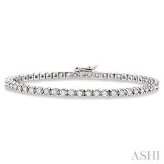 3 Ctw Square Shape Round Cut Diamond Tennis Bracelet in 14K White Gold
