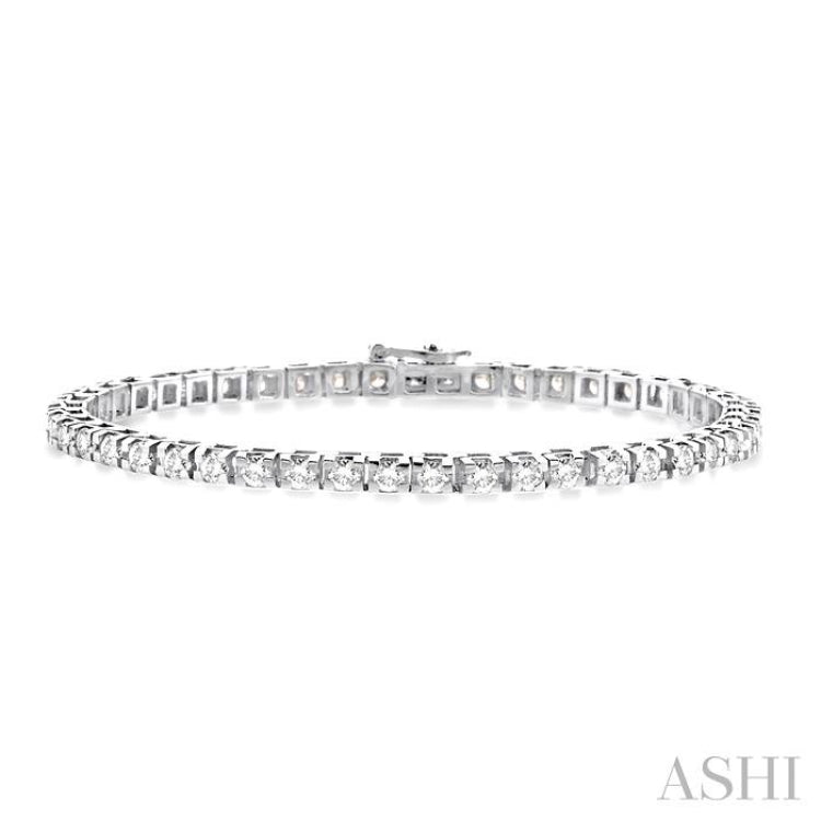 5 Ctw Square Shape Round Cut Diamond Tennis Bracelet in 14K White Gold