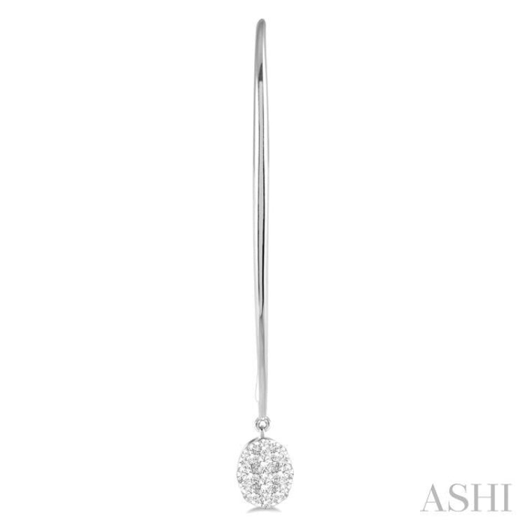 1/2 Ctw Oval Shape Dangler Lovebright Round Cut Diamond Earring in 14K White Gold