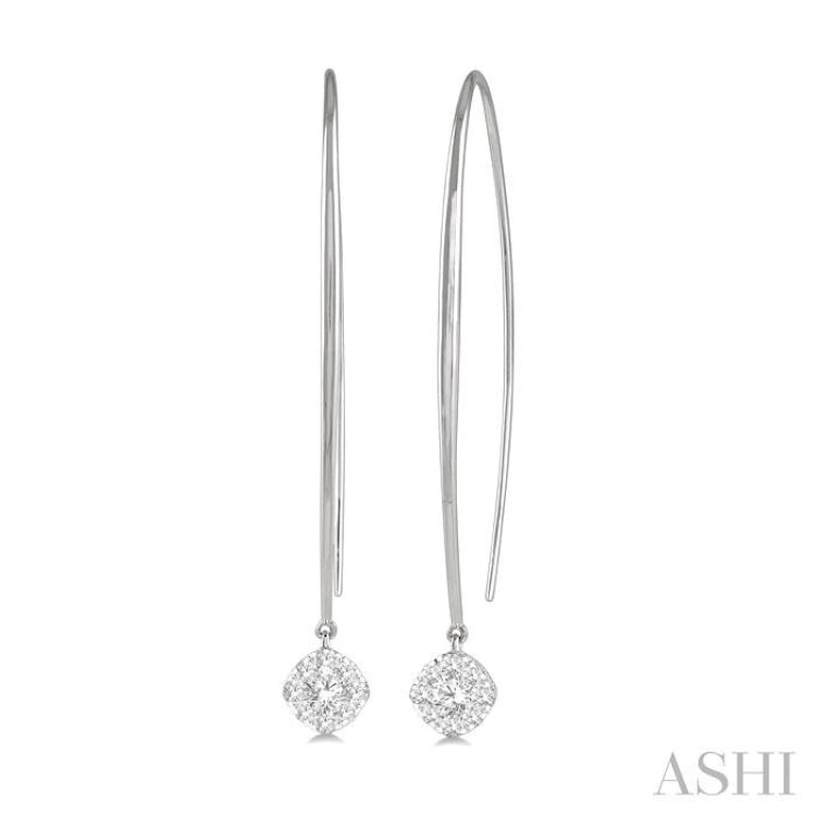 1/3 Ctw Cushion Shape Lovebright Round Cut Diamond Earrings in 14K White Gold