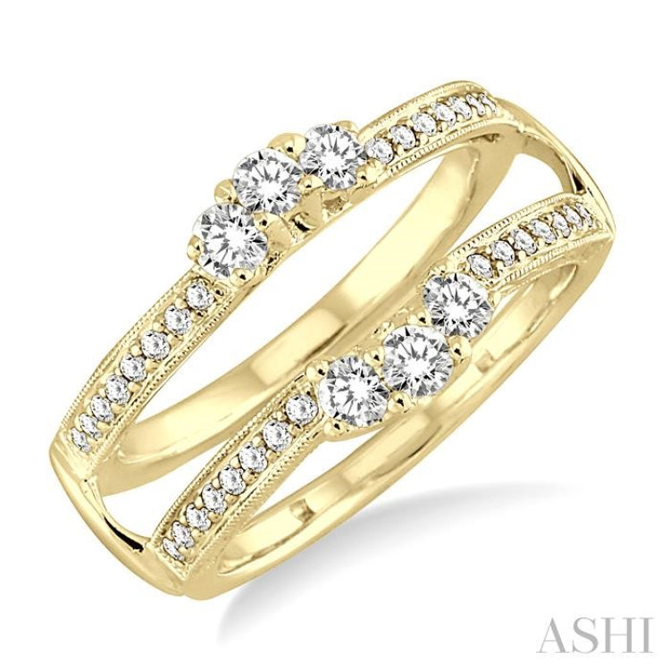 1/2 Ctw Round Cut Diamond Insert Ring in 14K Yellow Gold.