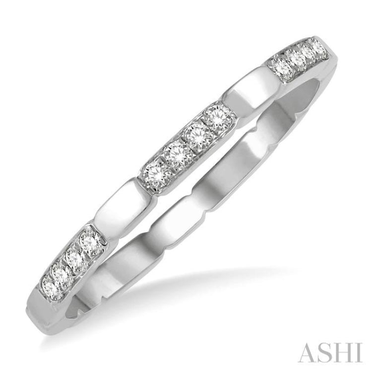 1/10 Ctw Round Cut Diamond Block Stackable Band in 14K White Gold