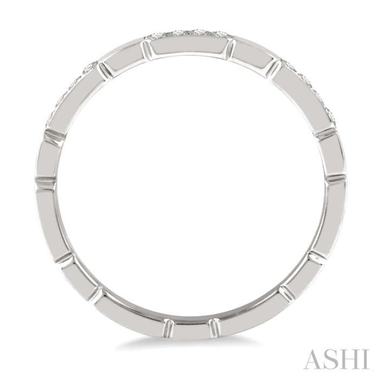 1/10 Ctw Round Cut Diamond Block Stackable Band in 14K White Gold