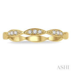 1/10 Ctw Marquise Lattice Round Cut Diamond Stackable Band in 14K Yellow Gold