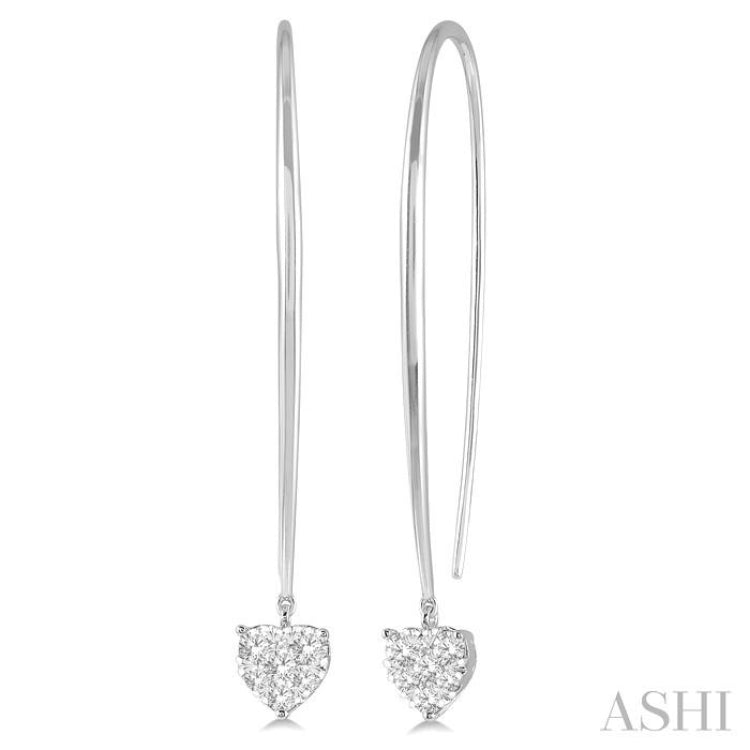1/2 Ctw Heart Shape Lovebright Round Cut Diamond Earring in 14K White Gold