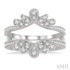 1/2 Ctw Milgrain Twist Round Cut Diamond Insert Ring in 14K White Gold