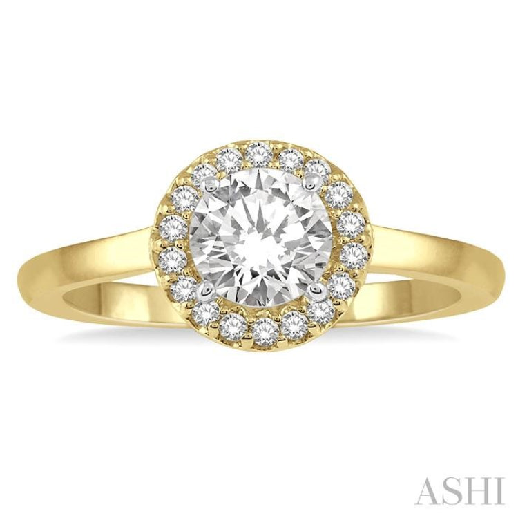 1/10 Ctw Round Cut Diamond Semi-Mount Engagement Ring in 14K Yellow and White Gold