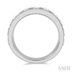2 Ctw Channel Set 11 Stone Round Cut Diamond Wedding Band in 14K White Gold