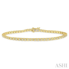 1 Ctw Round Cut Diamond Tennis Tulip Bracelet in 14K Yellow Gold
