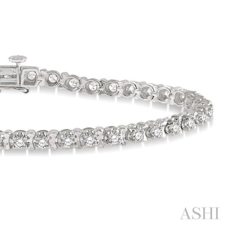 2 Ctw Round Cut Diamond Tennis Tulip Bracelet in 14K White Gold