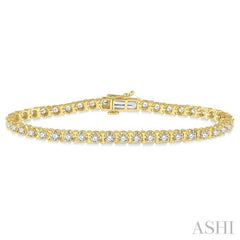 3 Ctw Round Cut Diamond Tennis Tulip Bracelet in 14K Yellow Gold