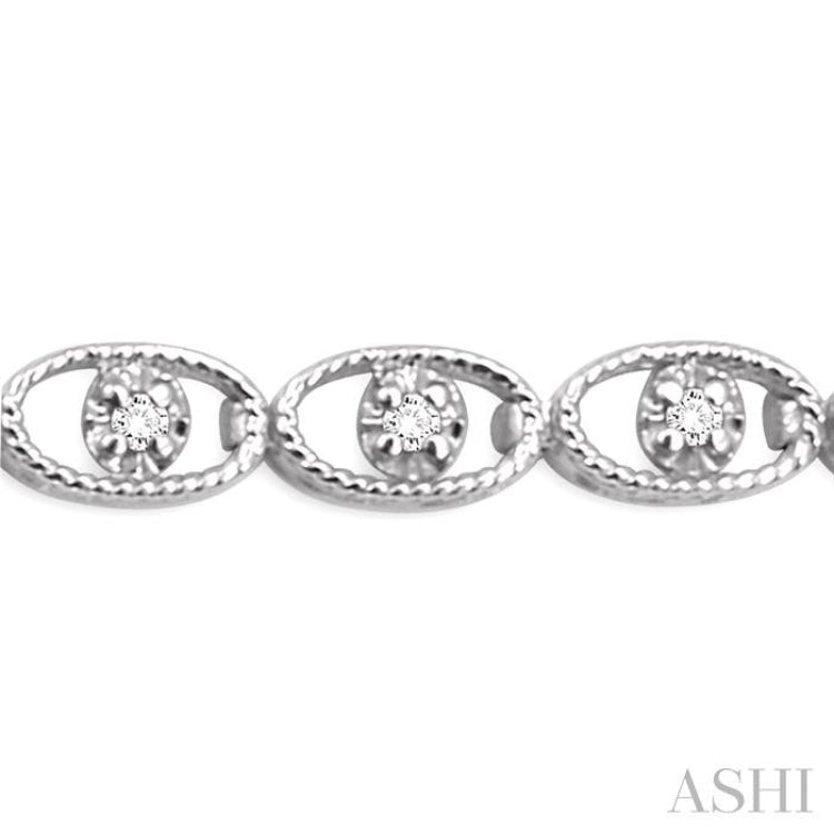 1/4 Ctw Oval Shape Round Cut Diamond Link Bracelet in 10K White Gold