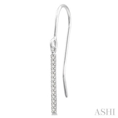 1/10 Ctw Hanging Straight Bar Round Cut Diamond Petite Earrings in 10K White Gold