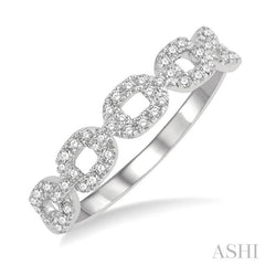 1/4 Ctw Box Chain Link Round Cut Diamond Ladies Band in 14K White Gold