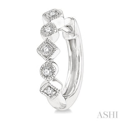 1/10 Ctw Circular & Rhombus Mount Round Cut Diamond Huggie Petite Earrings in 10K White Gold