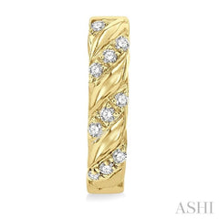 1/10 Ctw Half Twirl Round Cut Diamond Huggie Petite Earrings in 10K Yellow Gold