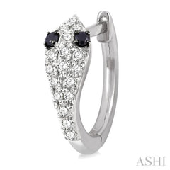 1/4 Ctw Serpent Head With Black Diamond Eyes Round Cut Diamond Huggie Petite Earrings in 10K White Gold