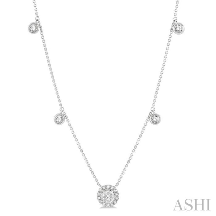 1/3 Ctw Circular Lovebright Round Cut Diamond Necklace in 14K White Gold