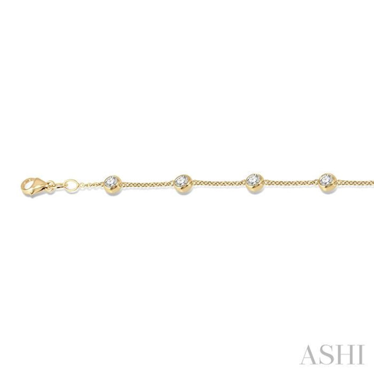 1 Ctw Circular Mount Round Cut Diamond Station Bracelet in 14K Yellow Gold
