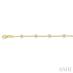 3/4 Ctw Circular Mount Round Cut Diamond Station Bracelet in 14K Yellow Gold