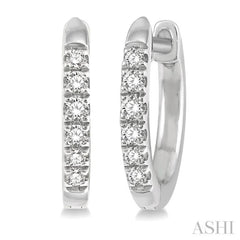 1/8 Ctw Single Cut Diamond Huggie Petite Earrings in 10K White Gold