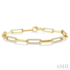 1 Ctw Round Cut Diamond Paperclip Bracelet in 14K Yellow Gold