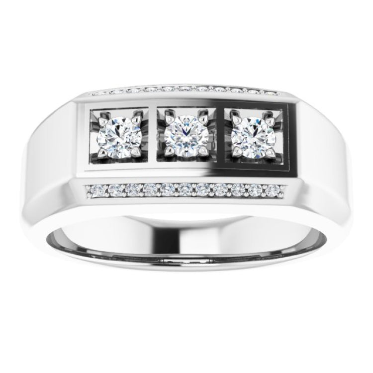 14K White 3/8 CTW Natural Diamond Ring