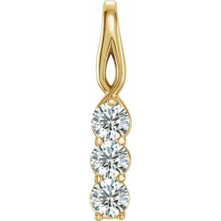 14K Yellow 1/4 CTW Natural Diamond Three-Stone Pendant