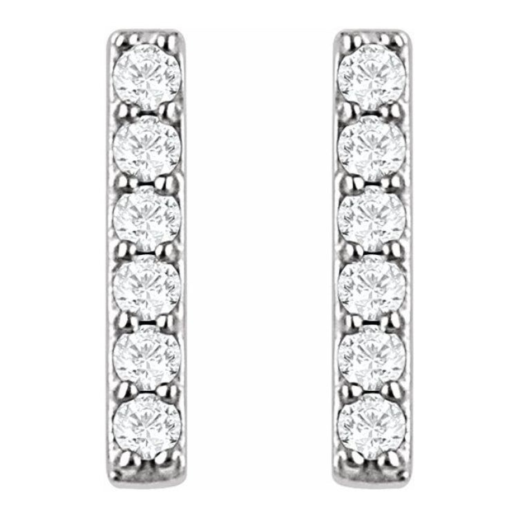14K White 1/10 CTW Natural Diamond Bar Earrings