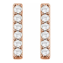 14K Rose 1/10 CTW Natural Diamond Bar Earrings