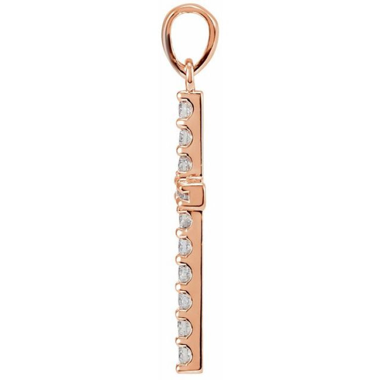 14K Rose 1 1/4 CTW Natural Diamond Cross Pendant